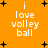 Orange background with black plus signs; white text 'i love volley ball' in four , displayed twice side-by-side