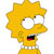 Pixelated yellow cartoon character with spiky hair, wide eyes, open mouth showing red tongue and black interior, wearing white collar.