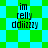 Pixelated text 'im relly ddiizzz' on a green and cyan checkered background with diamond-shaped pattern variations.