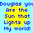 Blue text on light blue background with yellow sunburst graphic repeating four times in