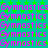A static image with repeated text 'Gymnastics' in pink on a cyan background, with a gray rectangle in the bottom-right corner.
