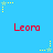 Blue background with repeated red text 'Leora' and yellow star patterns in pixelated style.