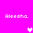 Pixelated text 'Aleesha.' appears in four corners on a bright pink background with two white hearts and one light pink heart.