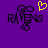 Purple background with black pixelated text 'GO RAVENS' and a yellow pixelated heart symbol above the text on the left side.