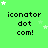 Green background with white stars and repeated 'iconator dot com!' text in black pixelated font across multiple