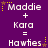 Purple background with white text displaying 'Maddie + Kara = Hawtles' in two , each featuring a star animation change