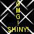 Yellow text 'OMG! SHINY!' repeated in a pattern over white geometric lines on black background