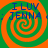 Four identical spiral patterns with alternating orange and green colors, each containing blue text reading "I LUV JENNA" in a pixelated font.