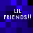 Pixelated blue and black background with white text reading "LIL FRIENDS!!" in four identical quadrants
