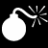 A split-screen image with a white bomb icon on black background and green text 'OriginalIcons.com' on dark green background.