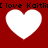 [love Kaitli] text repeated above and below four white hearts on red background; heart shapes vary slightly between