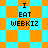 Pixelated icon with cyan and orange background patterns displaying "I EAT WEBKIZ" text in black block letters.