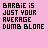 Animated contact sheet of 20 frames showing a pink background with black text "BARBIE IS JUST YOUR AVERAGE DUMB BLONDE" and purple heart animations in various positions across the grid.