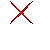 Red and dark red pixelated X shape on gray background with no visible motion changes.