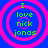 Four identical circular icons with pink concentric rings on a blue background, each containing green text reading "I love nick jonas" in pixelated font.