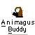 Pixelated character with brown hair and green eyes in various poses, each labeled "Animagus Buddy" below.