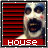 A 3x3 contact sheet of animated frames showing a distorted clown face with red striped background and changing text across the bottom in pixelated font.