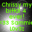 Green pixelated text on a dark background with a bright central glow, showing repeated phrases and symbols in a