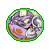 Circular green-bordered icon with purple and silver abstract shapes, orange accents, dollar signs surrounding the border, and text labels below.