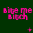 Green background with repeated pink text 'Bite me Bitch' in three , each containing three identical text blocks