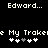 Pixelated text displays 'Edward...' and 'My Traker' with four white plus signs and one gray plus sign on a black background.