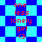 Red text reading 'one less lonely girl <3' on a blue and cyan checkered background with alternating diamond patterns.