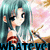Pixelated anime-style character with teal hair and red-and-white striped top, holding drumsticks against pink background; text "WHATEVER" at bottom.