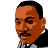 A contact sheet of 12 animated frames showing a pixelated portrait of Martin Luther King Jr. with varying text labels and facial expressions, arranged in a 4x3 grid on a gray background.