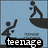 Pixelated animation of stick figures on a boat with text changing from 'teenage' to 'stupidity', blue background, black and white elements.