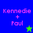 Two side-by-side display 'Kennedie + Paul' text with a star icon changing from green to blue between them