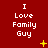 A 3x3 contact sheet of nine identical animated frames showing a red background with repeated white text "I Love Family Guy" and scattered yellow star-like symbols.