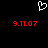 A static image with a black background, white pixelated heart symbol at top center, and two red digital date stamps below.