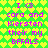 Pixelated green background with yellow heart pattern, pink text repeating 'I <3 cora and Kiersten their my BFFALS' in two