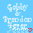 Pixelated text 'Gaby & Brandon' with a red heart symbol on light blue background, showing animation change in the rightmost character.