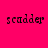 Four display the word 'scadder' in pixelated black text on solid backgrounds of bright pink, light pink, white, and pale pink
