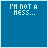 Animated sequence of blue square with white text 'I'M NOT A MESS...' and changing variations of 'I JUST FELL IN LOVE' in red or light blue