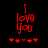 Red pixelated text 'I love you' with five red hearts below on black background, animated heart sequence.