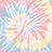 Pixelated tie-dye pattern with red, blue, and white hues on left; solid red background on right with 'abby' text above 'is awesome!' in pixel font.