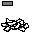 Animated contact sheet showing six frames of a pixelated white and black object with blue-yellow checkered elements on gray background.