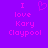 Purple background with pink pixelated text reading "I love Kary Claypool" and a heart symbol above the word "love", displayed in two identical side-by-side