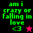 Green text reads 'am i crazy or falling in love <3' with a pink star or black star symbol on a black or magenta background.