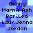 Pixelated blue background with repeated black text names arranged in two , each name appearing twice per