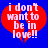 Red heart-shaped graphic with white text on blue background, showing two states of pixelated animation.