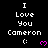 Pixelated text and symbols on a black background with a gray bottom-right corner, showing repeated phrases and heart icons.