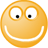 Two side-by-side yellow emoji faces with white eyes and black pupils; left face has a wide smile, right face has a downturned mouth.