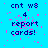 Blue background with pink pixel noise and dark blue text reading 'cnt w8 4 report cards!' in a