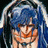 Pixelated anime-style character with blue hair and orange facial markings, next to text reading 'Anime IM' and 'c0m' on black background.