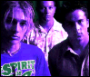 Animated sequence of a person in blue 'SPIRIT' shirt with green text, surrounded by stars and background figures.