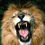 A pixelated lion's face with an open mouth on the left side of a contact sheet, next to green text reading "Original Icons .com" on a dark green background.