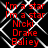 Red text on black background with white chain-link pattern, displaying repeated phrases and names in a